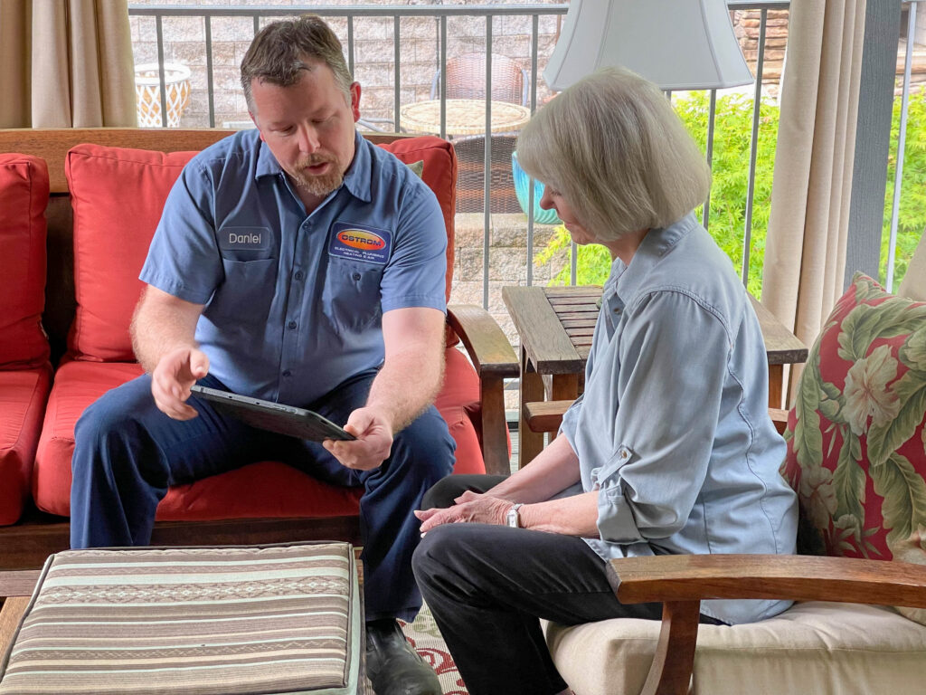 Ostrom electrician helping a customer