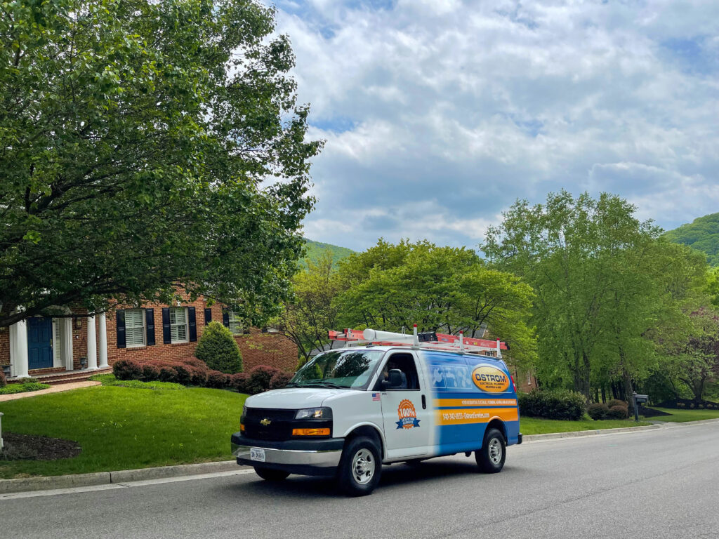 Ostrom service van parked at a customer's home